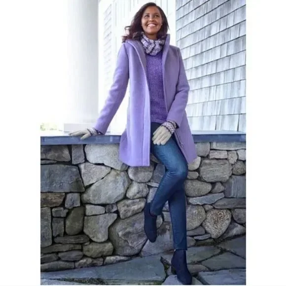 J. Crew Stadium Cloth Cocoon Lilac French Purple Wool Coat Sz 00 Nello Gori B277